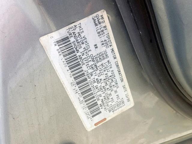 JT6HF10U3Y0121036 - 2000 LEXUS RX 300 GRAY photo 10