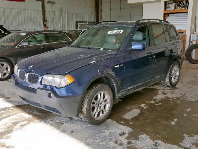 WBXPA73444WA77496 - 2004 BMW X3 2.5I BLUE photo 2