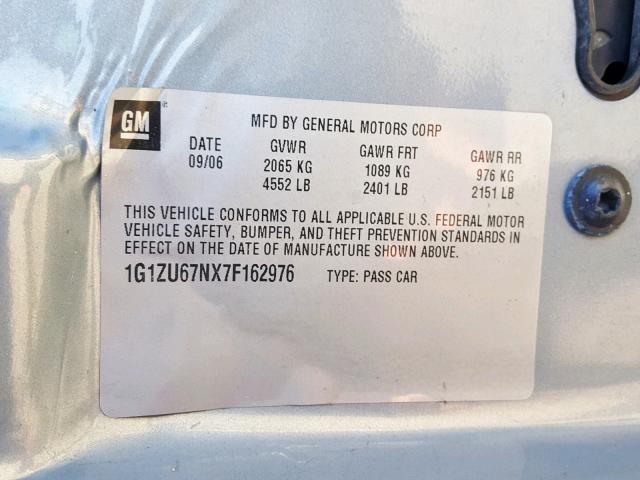 1G1ZU67NX7F162976 - 2007 CHEVROLET MALIBU MAX 蓝色 照片 10