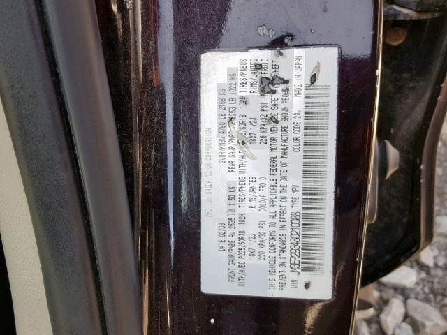 JM3ER293480210088 - 2008 MAZDA CX-7 BLACK photo 10