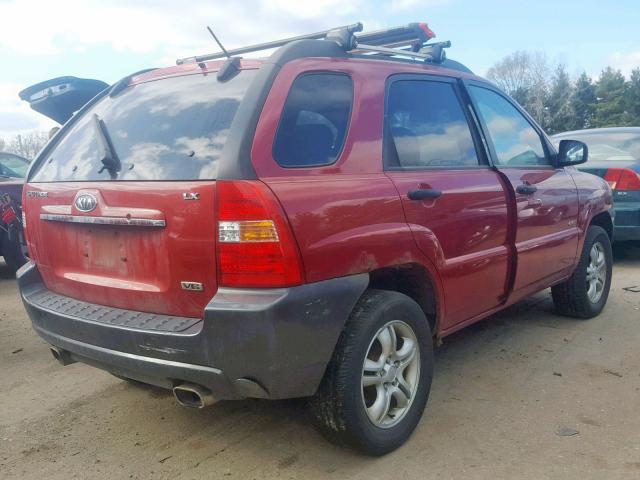 KNDJE723877399148 - 2007 KIA SPORTAGE E MAROON photo 4