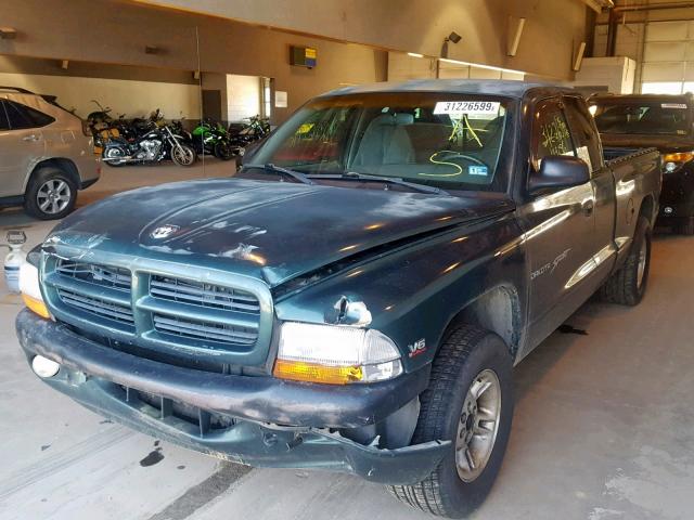 1B7GL22XXXS249044 - 1999 DODGE DAKOTA GREEN photo 2