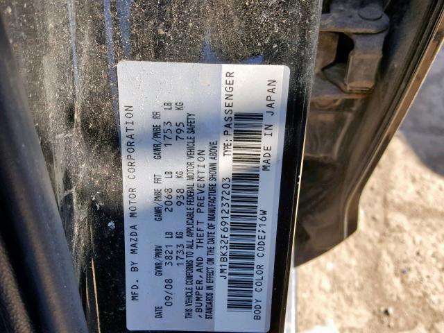 JM1BK32F691237203 - 2009 MAZDA 3 I BLACK photo 10