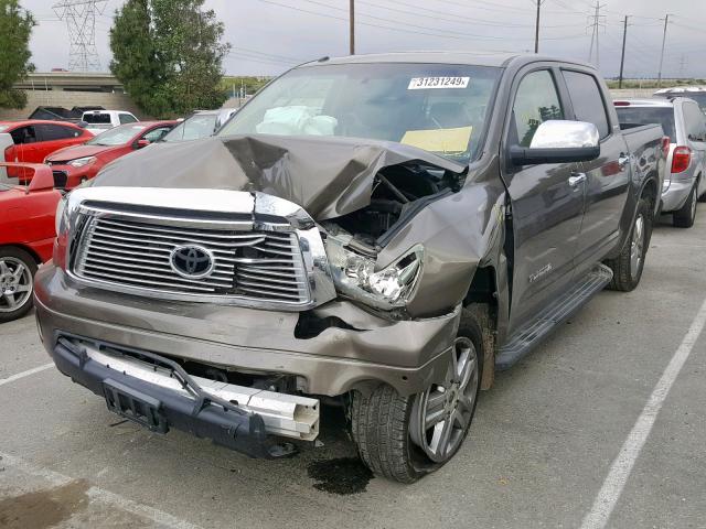 5TFHY5F12AX121646 - 2010 TOYOTA TUNDRA CRE BROWN photo 2