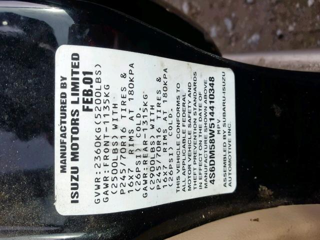 4S6DM58W514410348 - 2001 HONDA PASSPORT E 黑色 照片 10