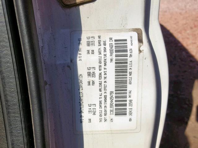 1C3EL55R24N254758 - 2004 CHRYSLER SEBRING LX WHITE photo 10