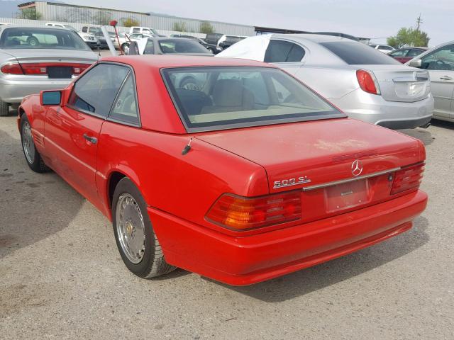 WDBFA66E5NF039649 - 1992 MERCEDES-BENZ 500 SL RED photo 3