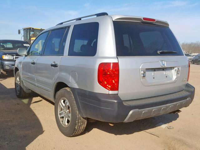 5FNYF18615B041651 - 2005 HONDA PILOT EXL SILVER photo 3