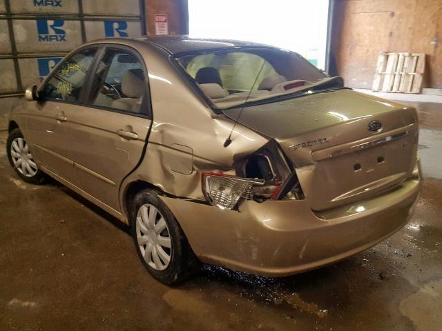 KNAFE122685491217 - 2008 KIA SPECTRA EX BEIGE photo 3