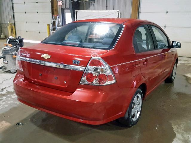 KL1TD56E09B378118 - 2009 CHEVROLET AVEO LS RED photo 4