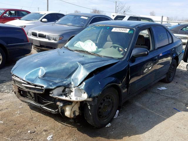 2HGEJ6627WH560313 - 1998 HONDA CIVIC DX GREEN photo 2