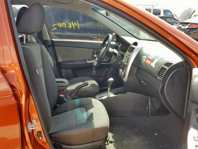 KNAFE221X95023974 - 2009 KIA SPECTRA EX ORANGE photo 5