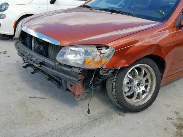 KNAFE221X95023974 - 2009 KIA SPECTRA EX ORANGE photo 9