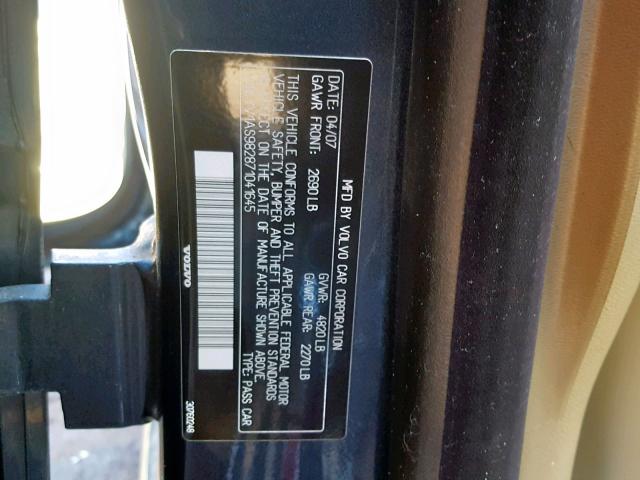 YV1AS982871041645 - 2007 VOLVO S80 3.2 BLUE photo 10