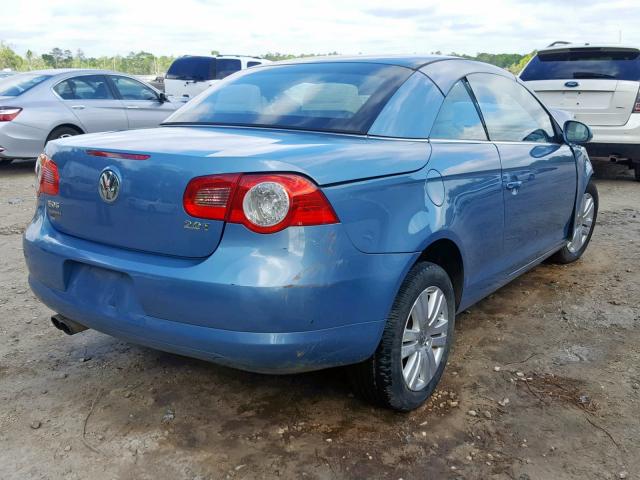 WVWBA71F77V005310 - 2007 VOLKSWAGEN EOS 2.0T BLUE photo 4