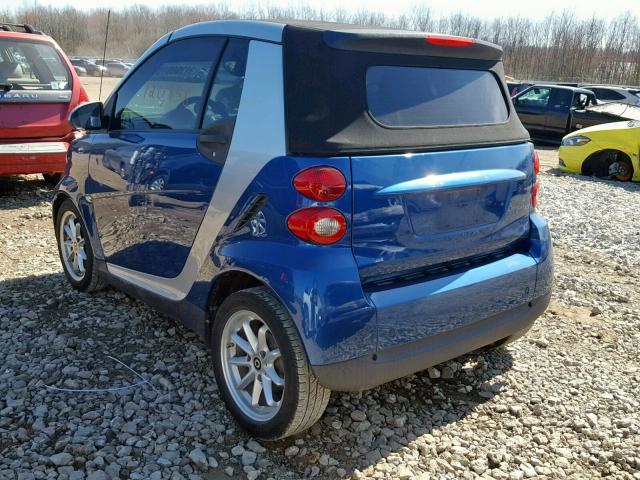 WMEEK3BA9AK335126 - 2010 SMART FORTWO PAS BLUE photo 3