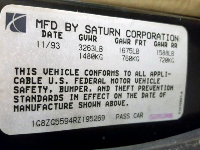 1G8ZG5594RZ195269 - 1994 SATURN SL1 GOLD photo 10