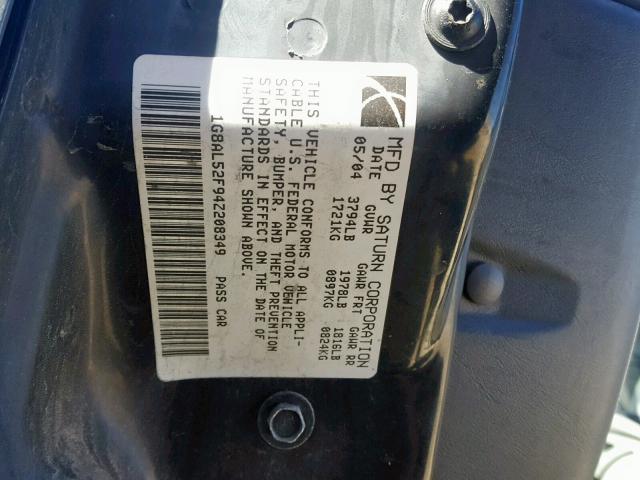 1G8AL52F94Z208349 - 2004 SATURN ION LEVEL GRAY photo 10