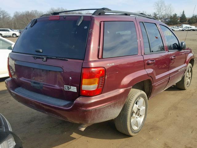 1J4GW58N11C502035 - 2001 JEEP GRAND CHER MAROON photo 4