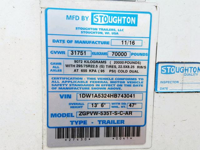 1DW1A5324HB743041 - 2017 STOU 53 TRAILER WHITE photo 10