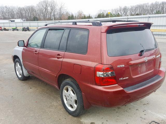 JTEEP21A440051359 - 2004 TOYOTA HIGHLANDER BURGUNDY photo 3