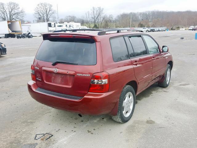 JTEEP21A440051359 - 2004 TOYOTA HIGHLANDER BURGUNDY photo 4