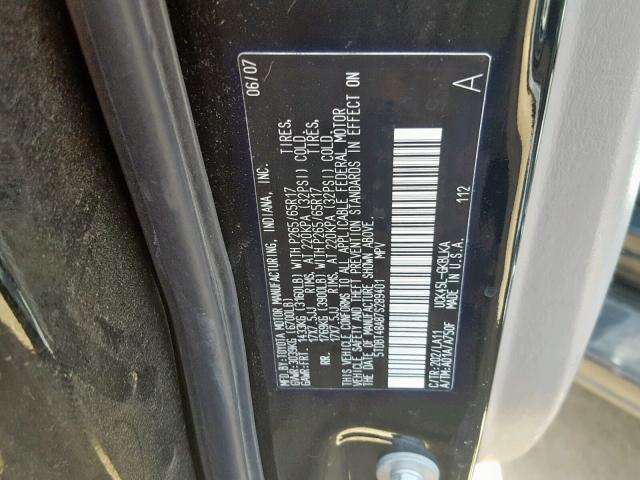 5TDBT48A87S289401 - 2007 TOYOTA SEQUOIA LI BLACK photo 10