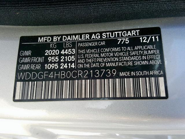 WDDGF4HB0CR213739 - 2012 MERCEDES-BENZ C 250 SILVER photo 10