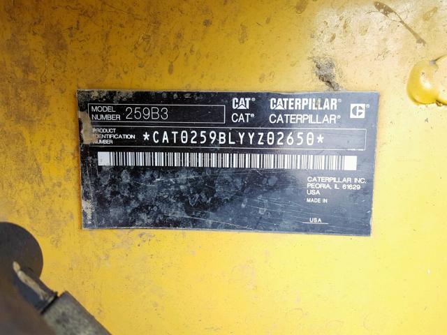 CAT0259BLYYZ02650 - 2012 CATERPILLAR SKID STEER YELLOW photo 10