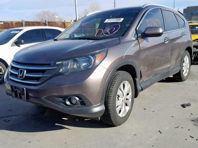 5J6RM4H70EL071896 - 2014 HONDA CR-V EXL GRAY photo 2