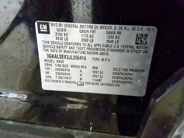 3GKALSEX3JL256414 - 2018 GMC TERRAIN DE BLACK photo 10