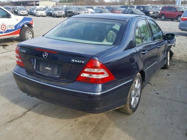 WDBRF92H37F921048 - 2007 MERCEDES-BENZ C 280 4MAT BLUE photo 4