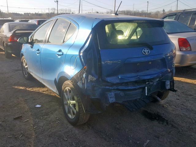 JTDKDTB36E1083747 - 2014 TOYOTA PRIUS C BLUE photo 3