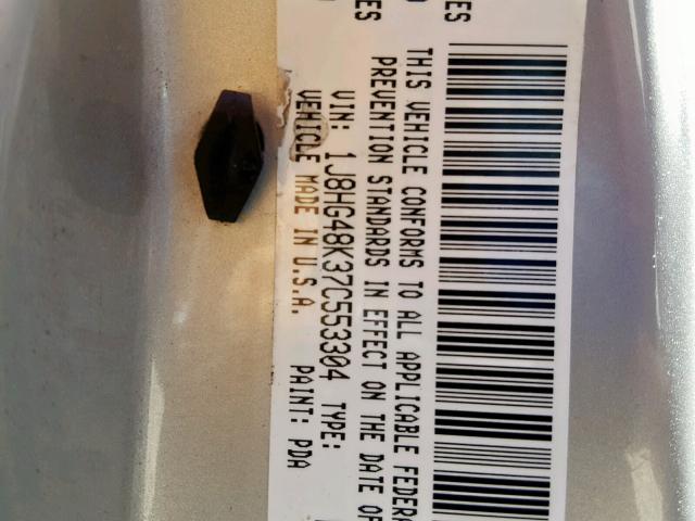 1J8HG48K37C553304 - 2007 JEEP COMMANDER TAN photo 10