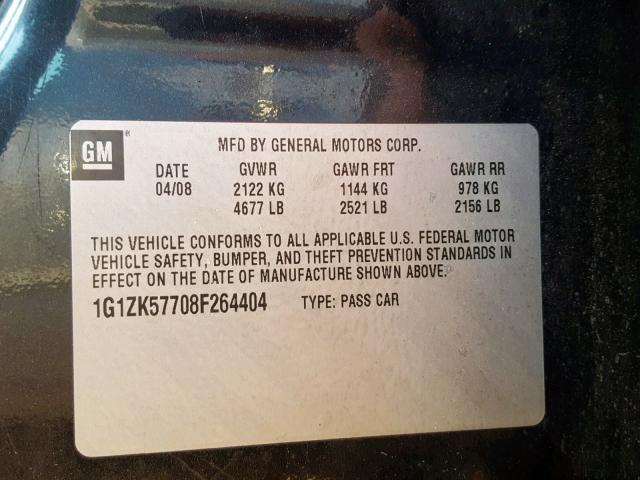 1G1ZK57708F264404 - 2008 CHEVROLET MALIBU LTZ BLACK photo 10