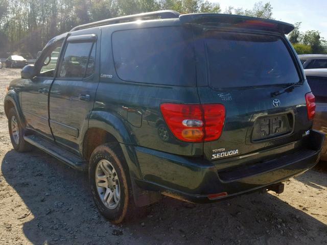 5TDZT38A84S237559 - 2004 TOYOTA SEQUOIA LI GREEN photo 3