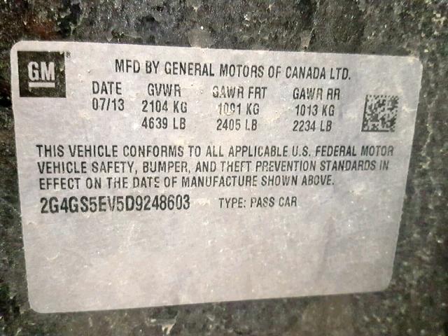 2G4GS5EV5D9248603 - 2013 BUICK REGAL PREM BLACK photo 10