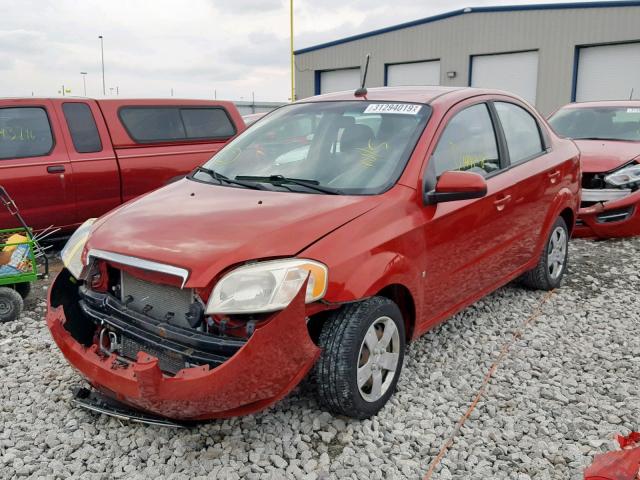 KL1TD56E59B623835 - 2009 CHEVROLET AVEO LS RED photo 2