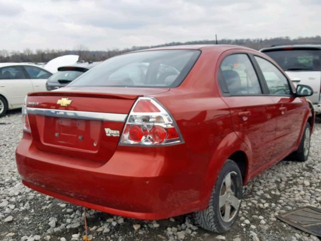 KL1TD56E59B623835 - 2009 CHEVROLET AVEO LS RED photo 4