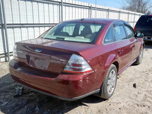 1FAHP24WX8G141000 - 2008 FORD TAURUS SEL MAROON photo 4