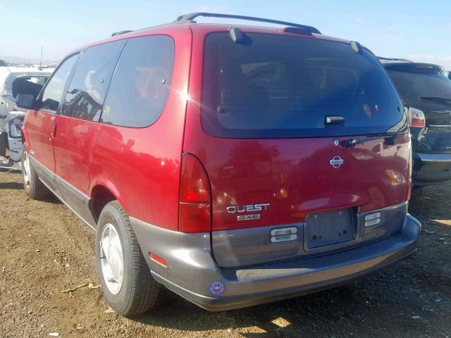 4N2DN11WXPD807993 - 1993 NISSAN QUEST GXE RED photo 3