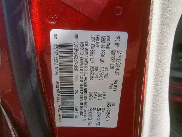 1D4GP45RX6B748036 - 2006 DODGE CARAVAN SX RED photo 10