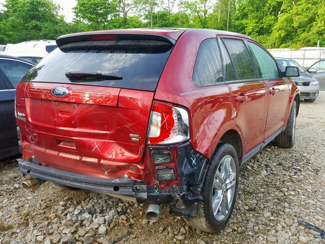 2FMDK4JC9EBB29433 - 2014 FORD EDGE SEL RED photo 4