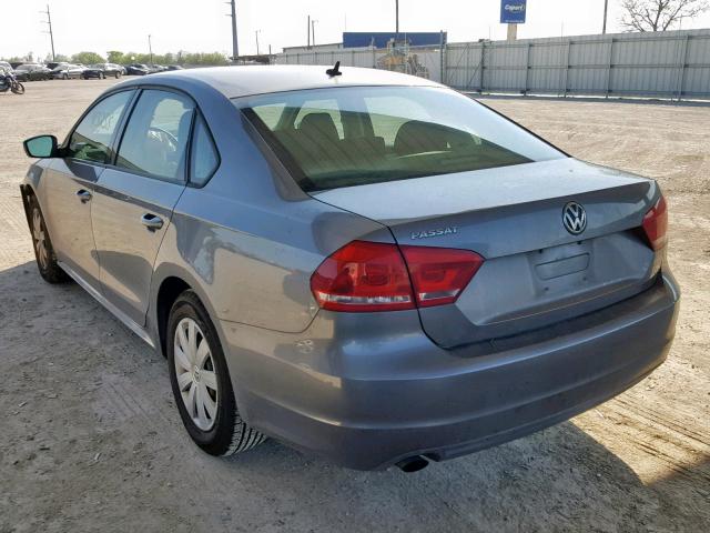 1VWAP7A32DC055259 - 2013 VOLKSWAGEN PASSAT S GRAY photo 3