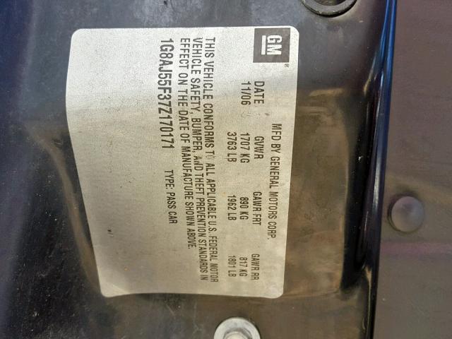 1G8AJ55F37Z170171 - 2007 SATURN ION LEVEL RED photo 10