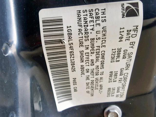 1G8AL54F65Z128425 - 2005 SATURN ION LEVEL BLUE photo 10