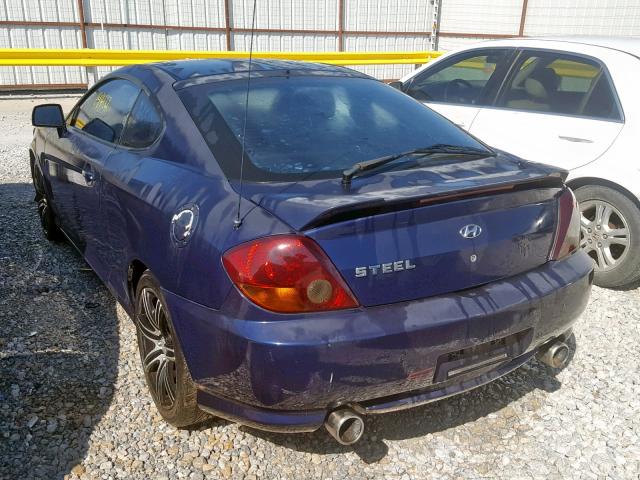 KMHHN65F93U009406 - 2003 HYUNDAI TIBURON GT BLUE photo 3