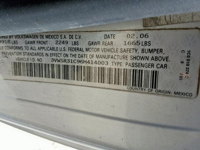 3VWSR31C96M414003 - 2006 VOLKSWAGEN NEW BEETLE Gümüş foto 10