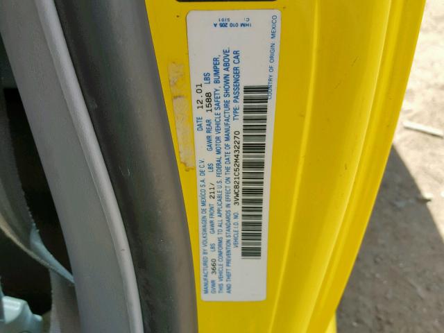 3VWCB21C52M432270 - 2002 VOLKSWAGEN NEW BEETLE Gelb Foto 10