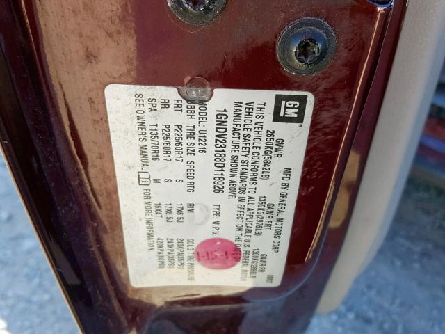 1GNDV23188D118926 - 2008 CHEVROLET UPLANDER L Tünd qırmızı foto 10